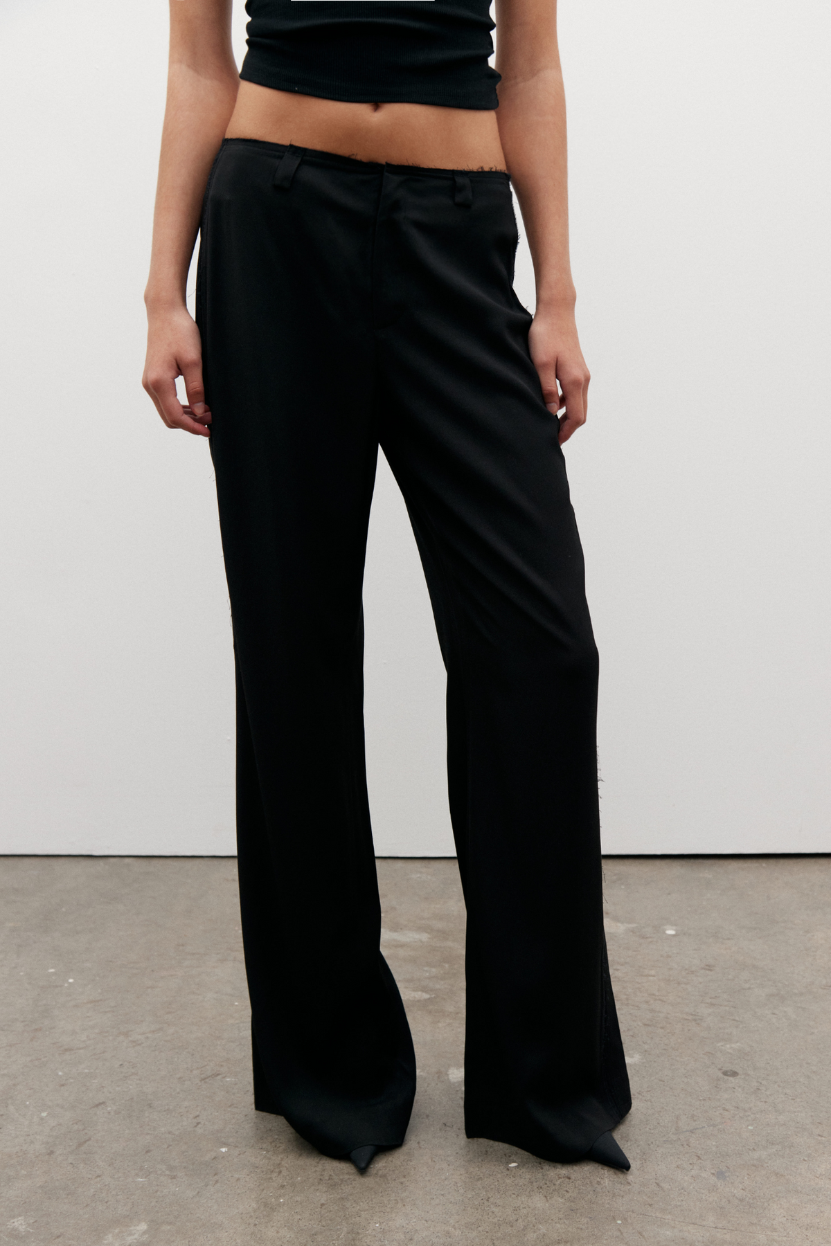 Lucia Straight Leg Tailored Pant in Black, view 2, Bayse Brand