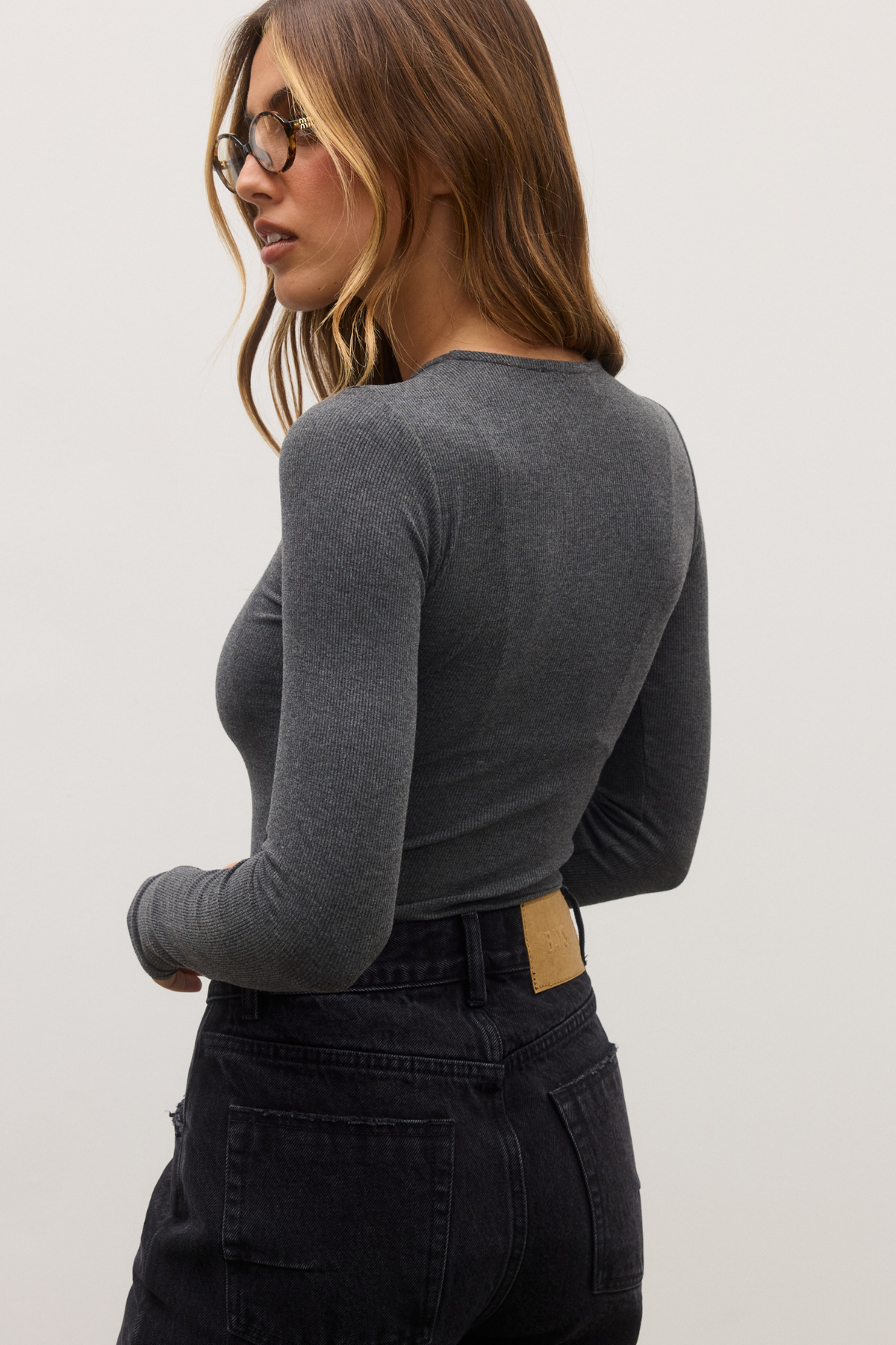 LARA BODYSUIT - DARK HEATHER GREY