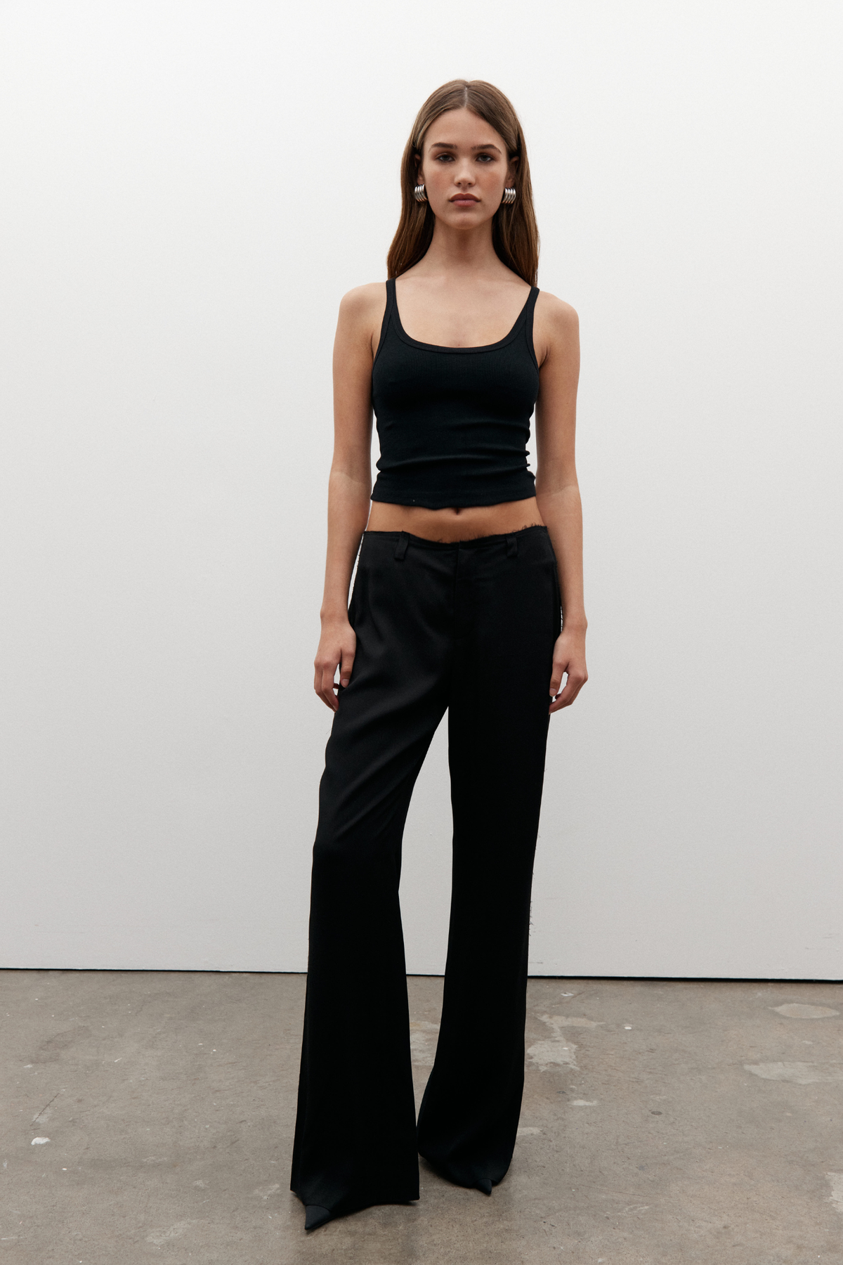 Lucia Straight Leg Tailored Pant in Black, view 1, Bayse Brand