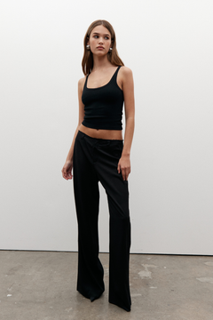 Lucia Straight Leg Tailored Pant in Black, view 6, Bayse Brand