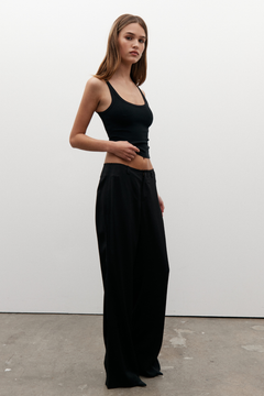Lucia Straight Leg Tailored Pant in Black, view 3, Bayse Brand