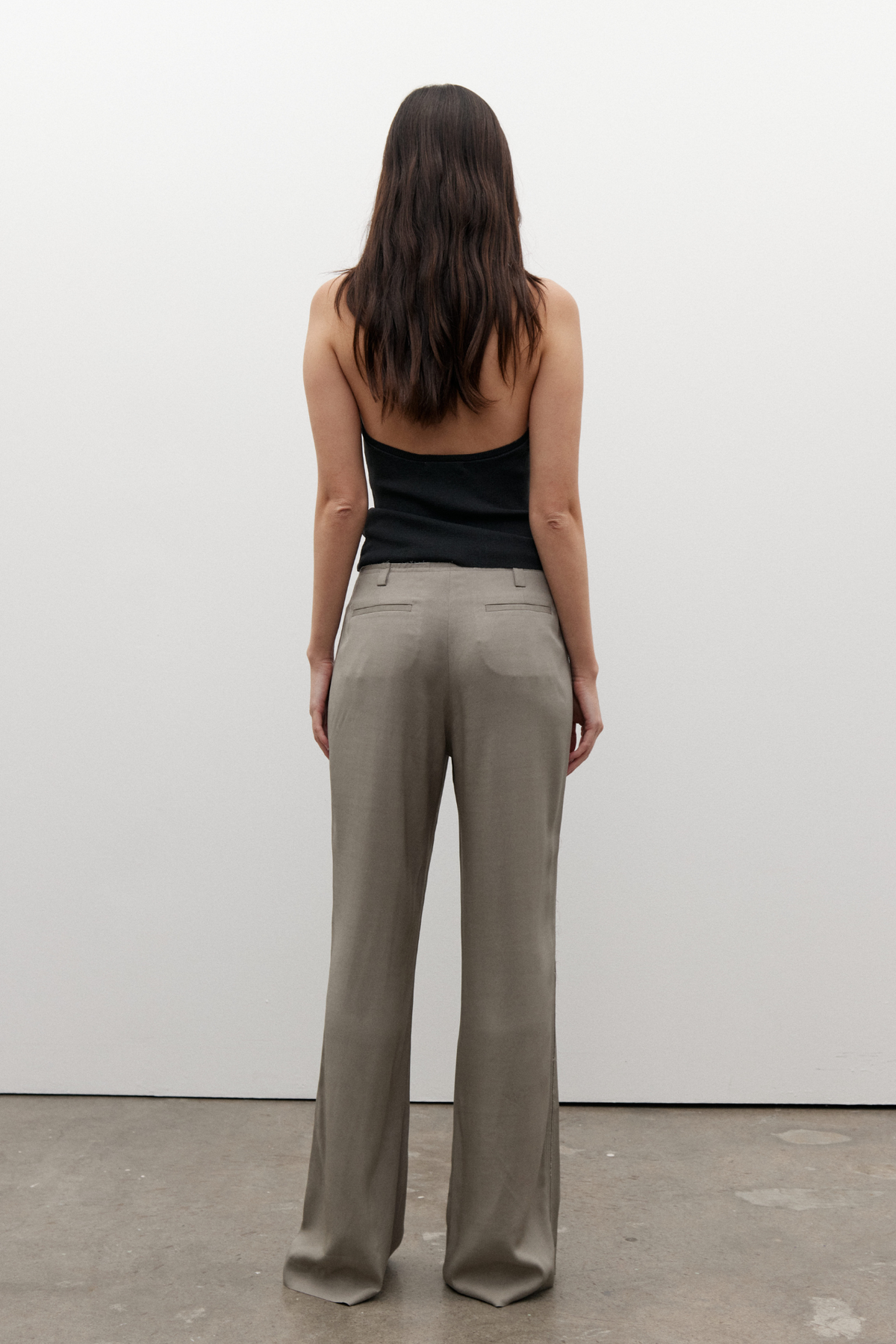 Lucia Straight Leg Tailored Pant in Alloy, view 3, Bayse Brand