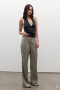 Lucia Straight Leg Tailored Pant in Alloy, view 1, Bayse Brand