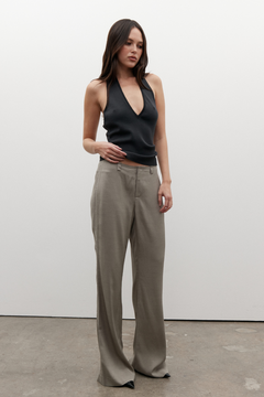 Lucia Straight Leg Tailored Pant in Alloy, view 1, Bayse Brand