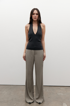 Lucia Straight Leg Tailored Pant in Alloy, view 2, Bayse Brand