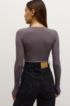 Lara Henley Bodysuit in Thunder, view 4, Bayse Brand