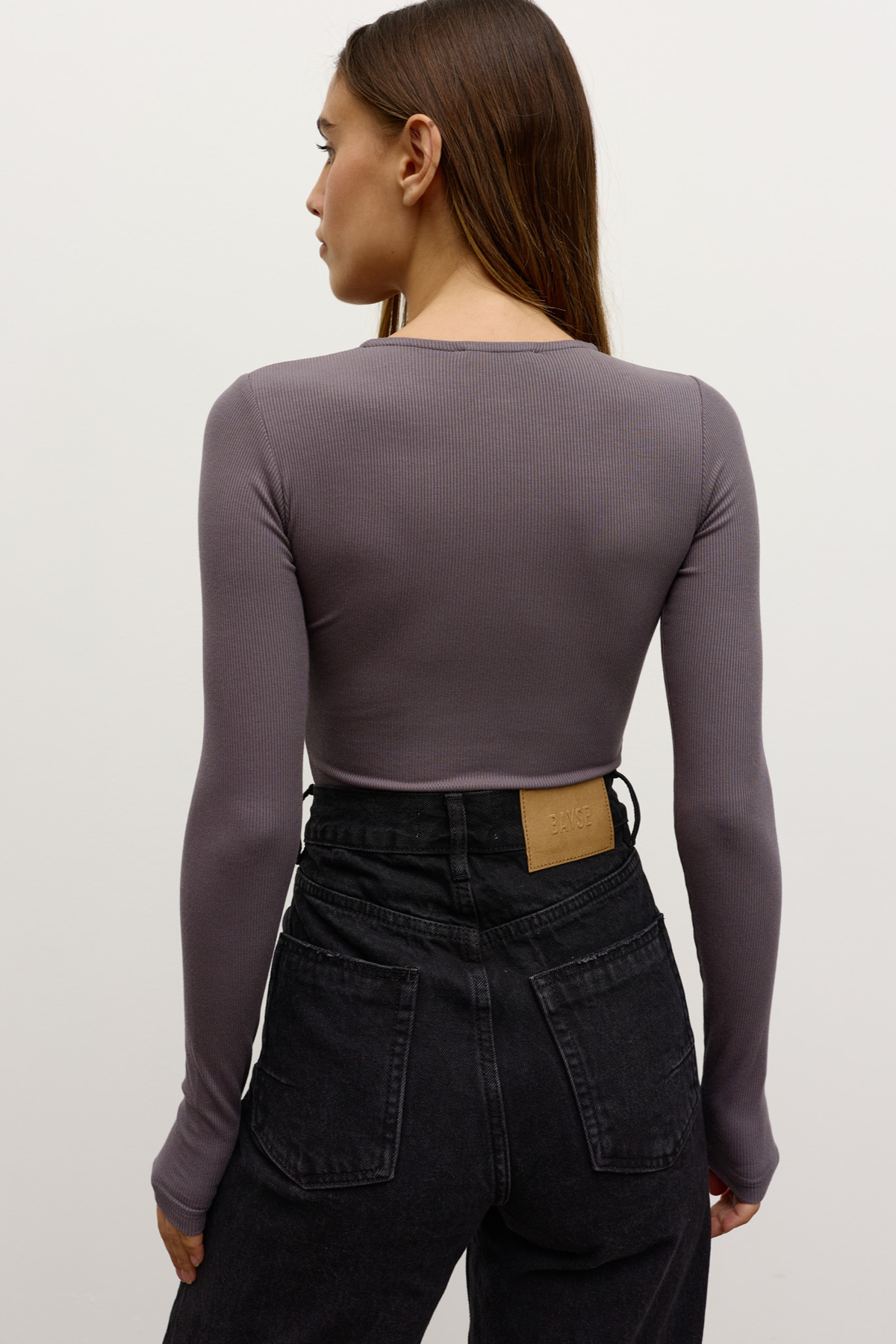Lara Henley Bodysuit in Thunder, view 4, Bayse Brand