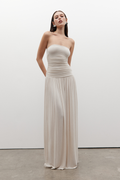 Leah Strapless Ruched Maxi Dress in Baby, view 1, Bayse Brand