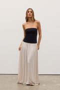Leah Strapless Ruched Maxi Dress in Shadow Baby, view 1, Bayse Brand