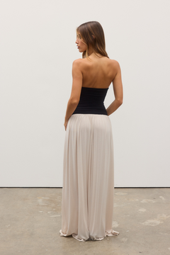 Leah Strapless Ruched Maxi Dress in Shadow Baby, view 4, Bayse Brand