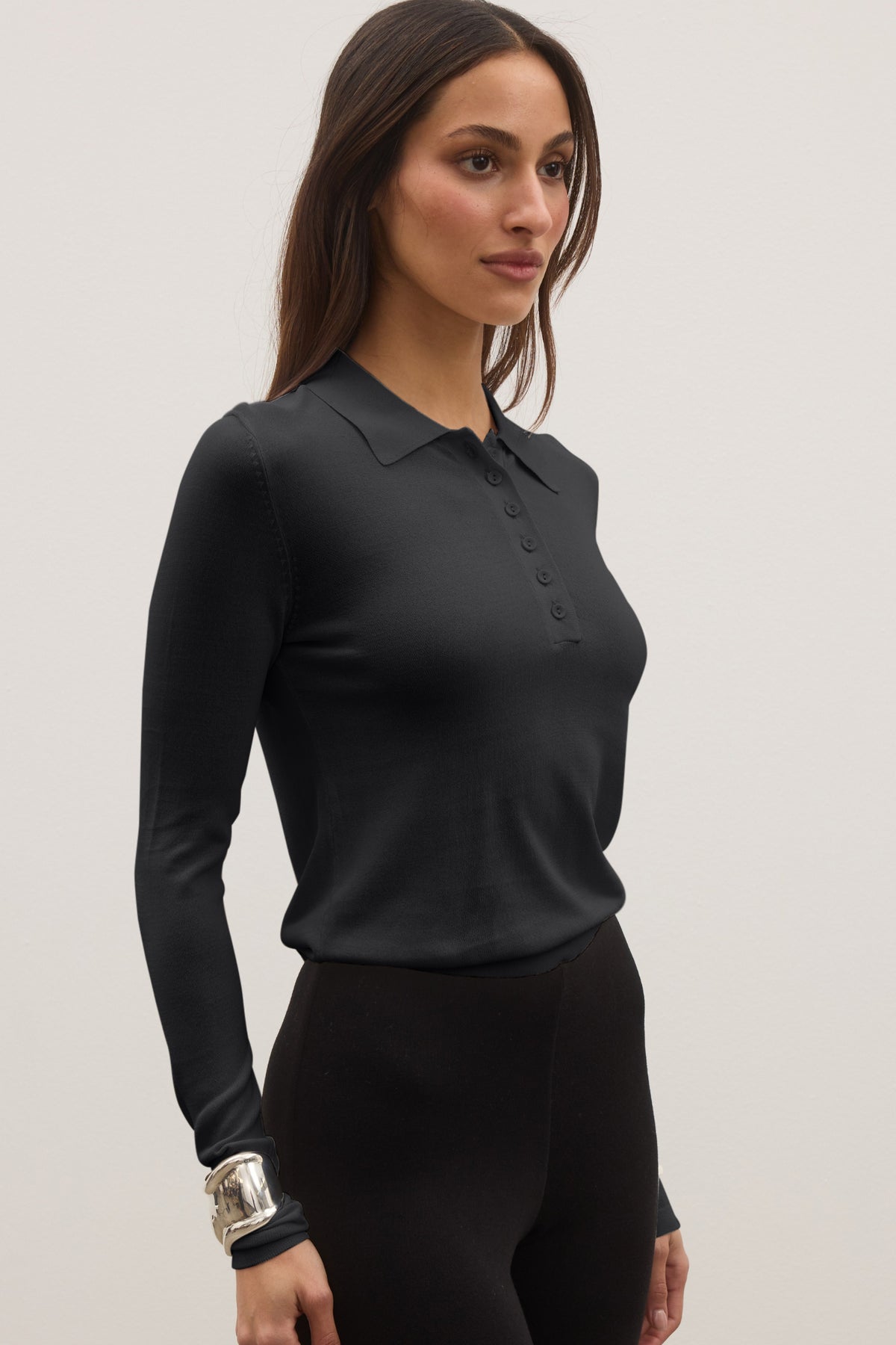 Shea Sheer Collared Knit Top in Liberty, view 3, Bayse Brand