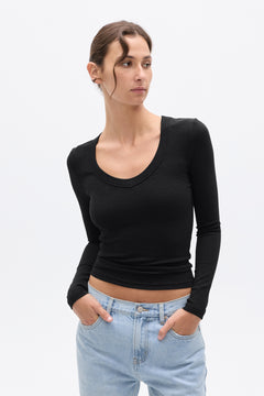 GRACE LONG SLEEVE TOP - BLACK