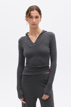 SAFFRON TOP - DARK HEATHER GREY
