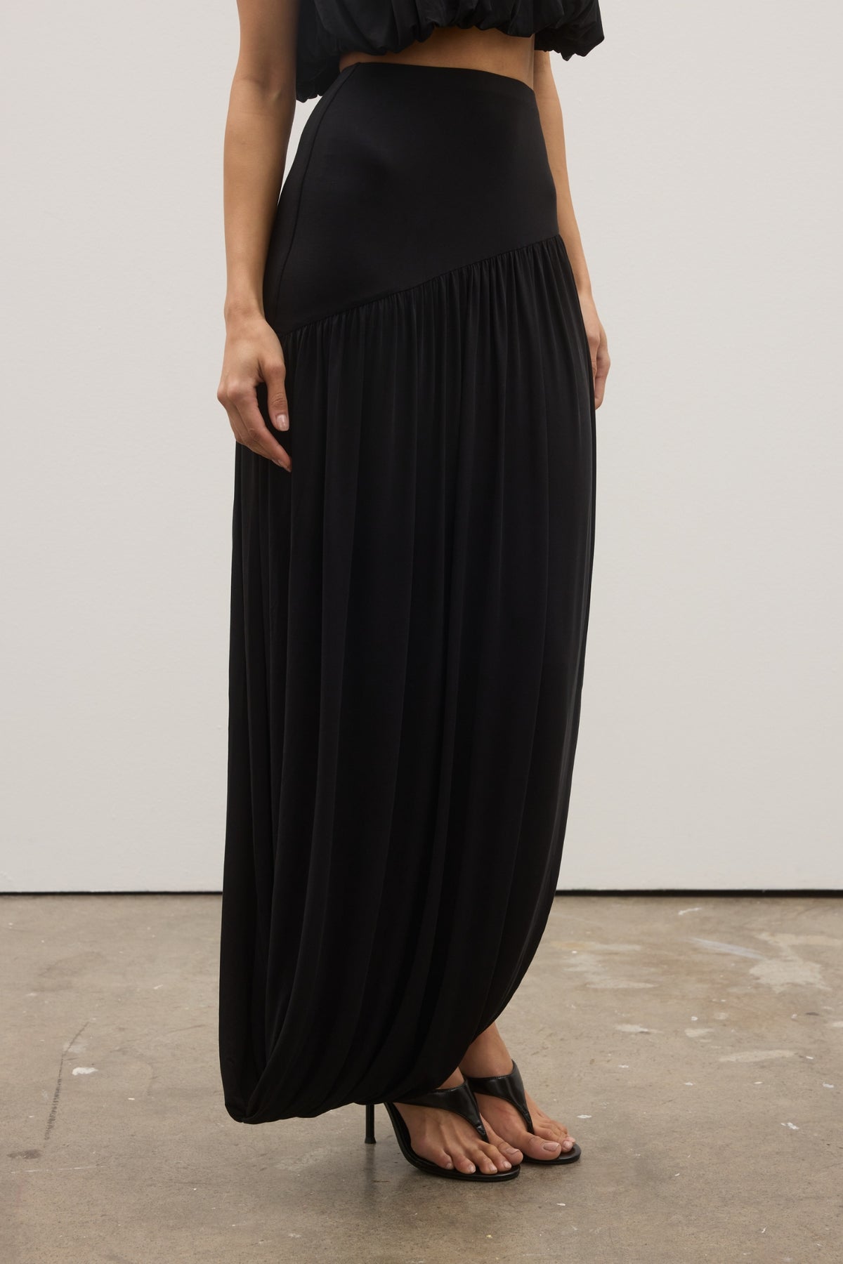 Contessa Pleated Skirt in Black, view 4, Bayse Brand