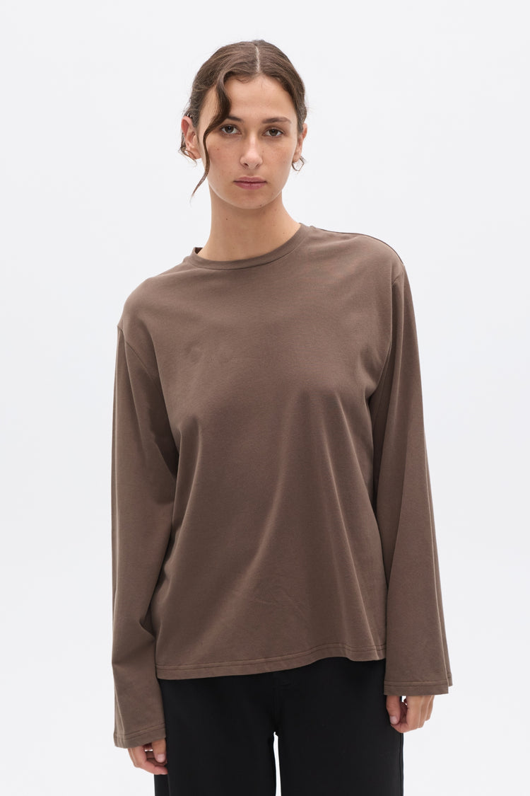 PRIYA LONG SLEEVE TOP - BROWN