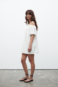 Harmony Off Shoulder Linen Dress in Ivory, view 1, Bayse Brand