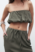 Juliana Gathered Bubble Top in Slate, view 1, Bayse Brand