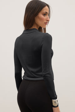 Shea Sheer Collared Knit Top in Liberty, view 4, Bayse Brand