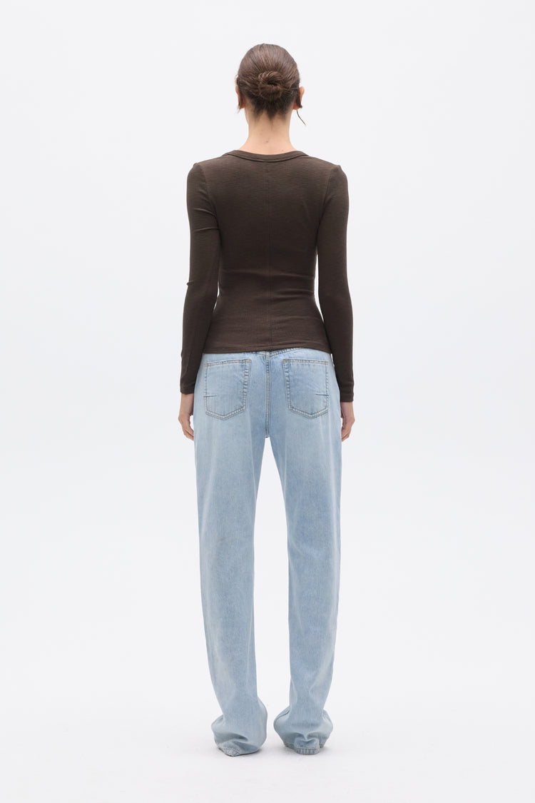 GRACE LONG SLEEVE TOP - ESPRESSO