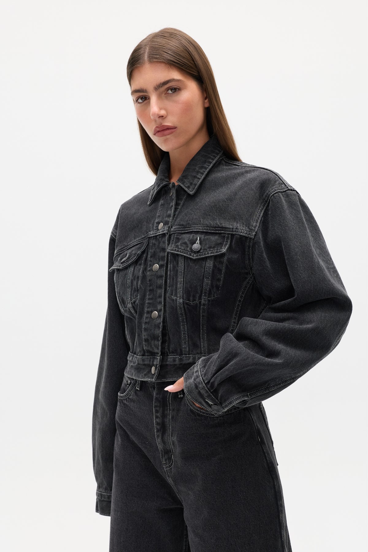 LAINE DENIM JACKET - SMOKE BLACK