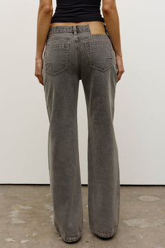 Avery Mid Rise Relaxed Straight Jean in Portland Grey, view 4, Bayse Brand