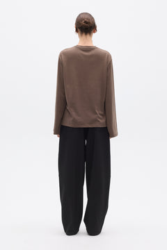 PRIYA LONG SLEEVE TOP - BROWN