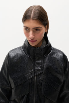 Inez Funnel Neck Jacket in Black, view 6, Bayse Brand