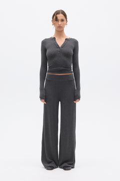SEARLE HENLEY TOP - DARK HEATHER GREY
