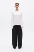 Priya Oversized Long Sleeve Top in White, view 1, Bayse Brand