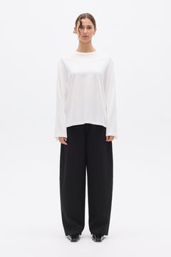 Priya Oversized Long Sleeve Top in White, view 1, Bayse Brand