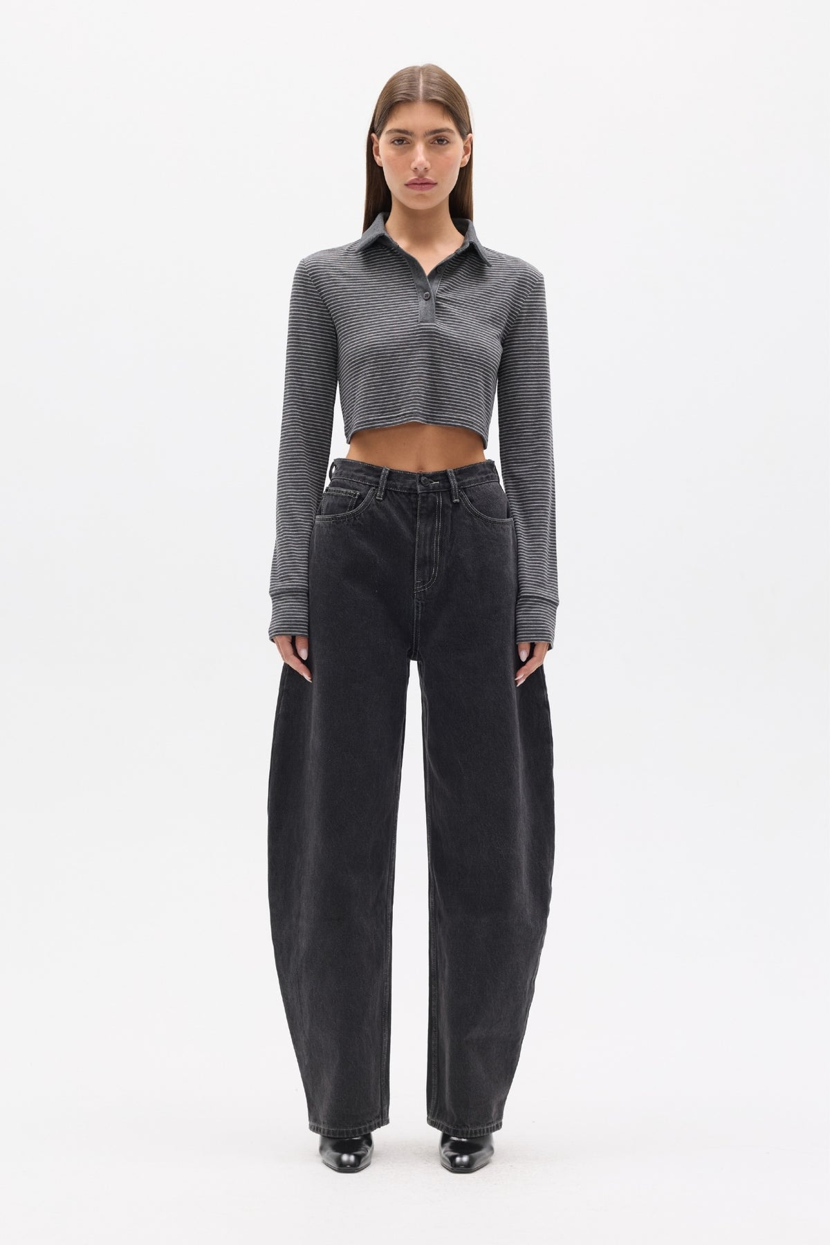 SEREN TOP - GREY STRIPE