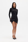 Rafael Long Sleeve Mini Dress in Shadow, view 1, Bayse Brand