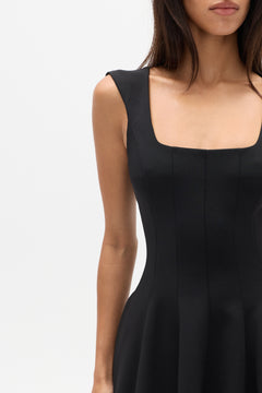 Mirabel Square Neck Midi Dress in Black, view 2, Bayse Brand