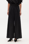 Althea Pleated Wide Leg Pant in Black, view 1, Bayse Brand