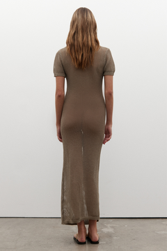 Lyla Crochet Knit Maxi Dress in Moss, view 4, Bayse Brand