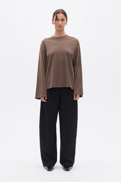 PRIYA LONG SLEEVE TOP - BROWN
