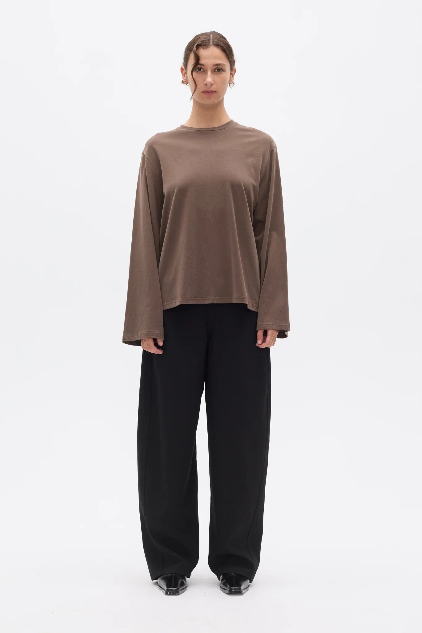 PRIYA LONG SLEEVE TOP - BROWN