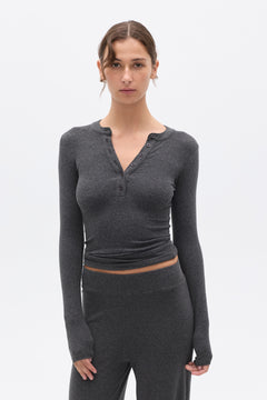 SEARLE HENLEY TOP - DARK HEATHER GREY