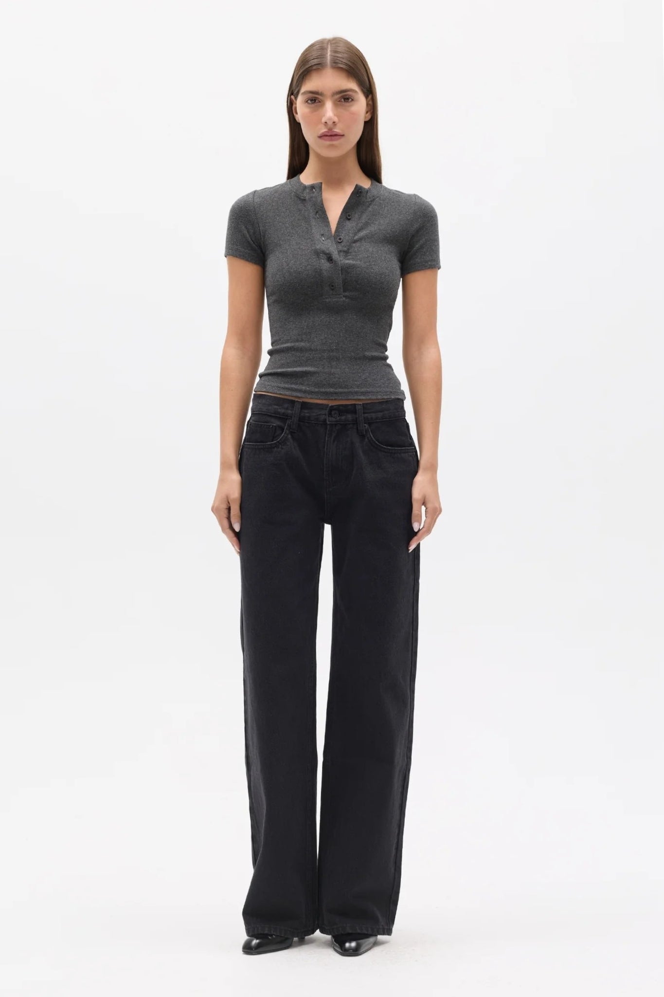 OCEANE TOP - DARK HEATHER GREY