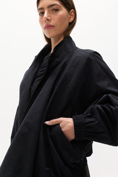 Nix Oversized Wrap Front Jacket in Black, view 3, Bayse Brand