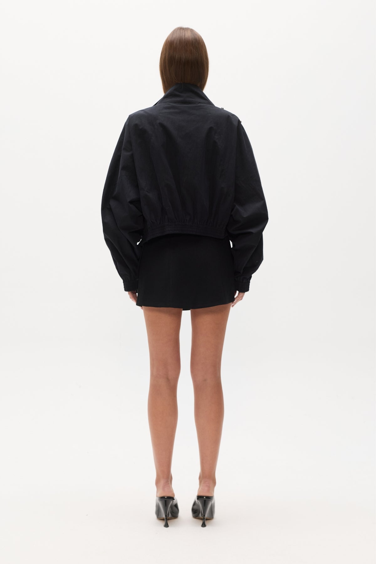Nix Oversized Wrap Front Jacket in Black, view 5, Bayse Brand