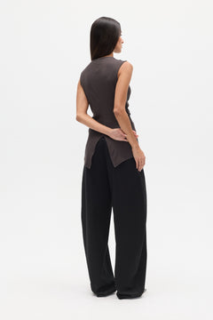 Nora Mock Neck Keyhole Top in Charcoal, view 4, Bayse Brand