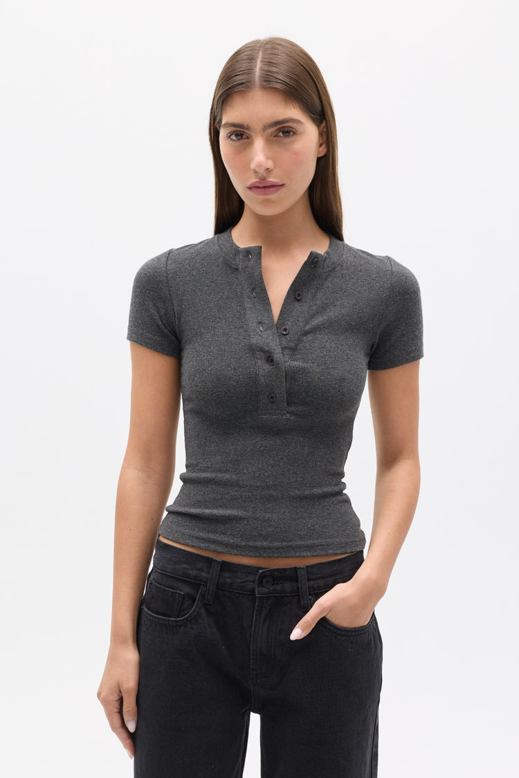 OCEANE TOP - DARK HEATHER GREY