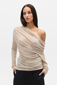 Renay Off Shoulder Long Sleeve Top in Jupiter, view 2, Bayse Brand