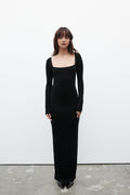 Nina Square Neck Maxi Dress in Black, view 1, Bayse Brand
