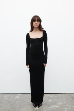 Nina Square Neck Maxi Dress in Black, view 1, Bayse Brand
