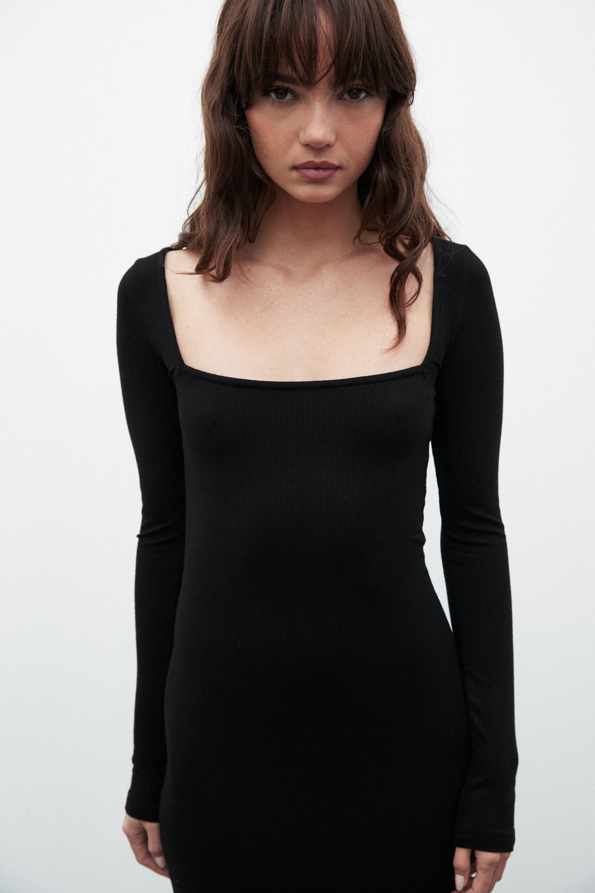 Nina Square Neck Maxi Dress in Black, view 4, Bayse Brand