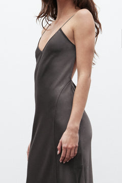 Luana V Neck Open Back Maxi Dress in Smoke, view 4, Bayse Brand