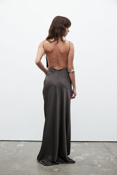 Luana V Neck Open Back Maxi Dress in Smoke, view 5, Bayse Brand