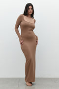 Nina Square Neck Maxi Dress in Macchiato, view 1, Bayse Brand
